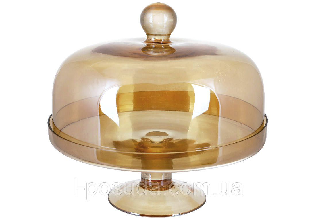 Скляна форма для кексу з бурштиновою кришкою 25,5 см, фото 1