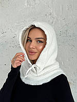 Капюшон букле з коміром, колір білий