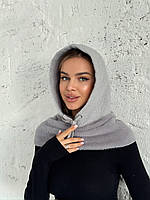 Капюшон букле з коміром, колір сірий