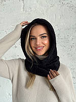 Капюшон з коміром з екохутра "Альпака", колір чорний