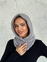 Капюшон з коміром з екохутра "Альпака", колір сірий