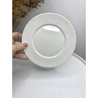 Тарілка керамічна обідня біла для подачі страв стильний елегантний посуд для дому та ресторанів.