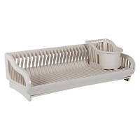 Сушилка для посуды компактная для кухни с поддоном и вкладкой для столовых приборов белая BROWN