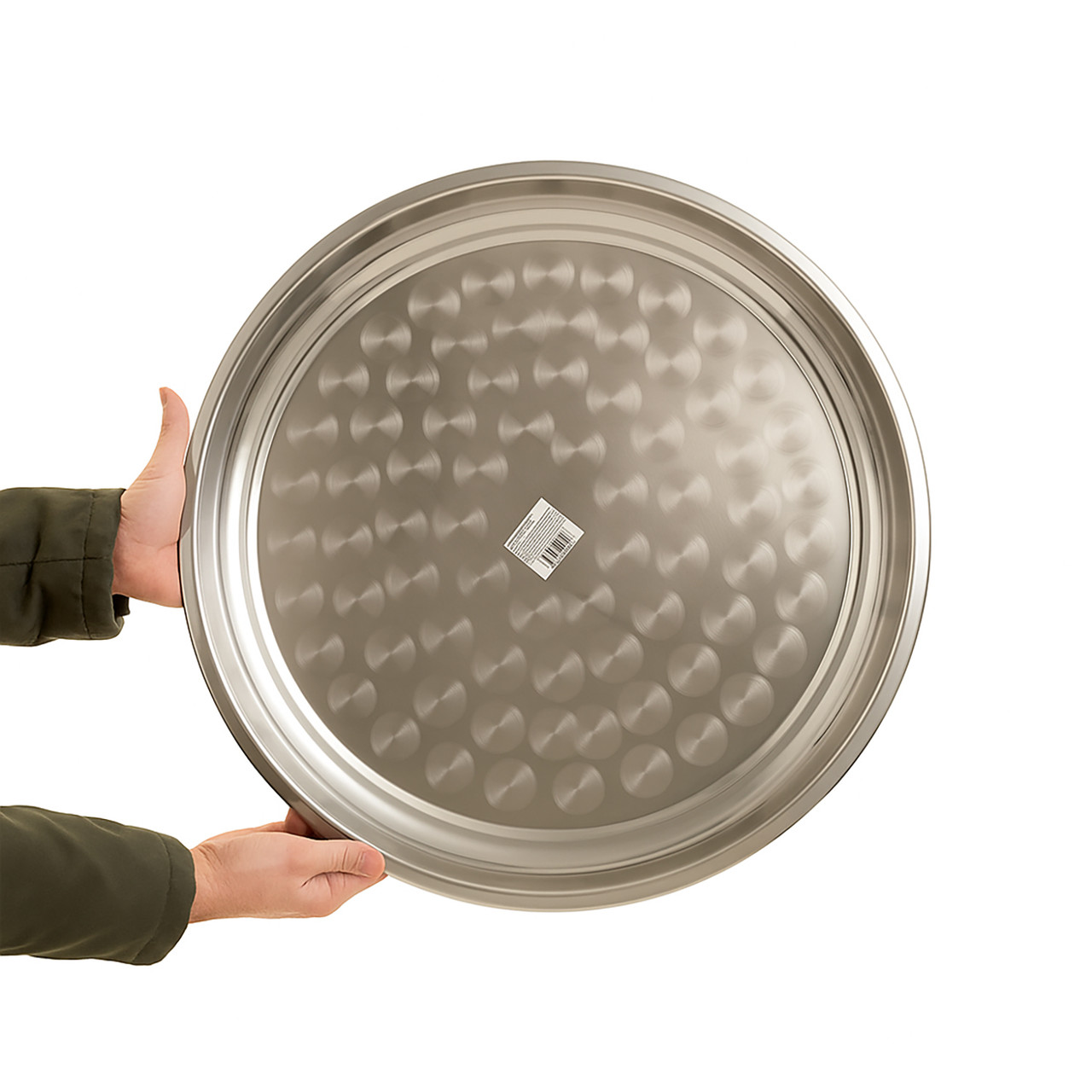 Кругла таця піднос з нержавіючої сталі Interos діаметр 55 см