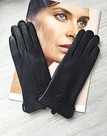 Жіночі шкіряні рукавички з оленячої шкіри black