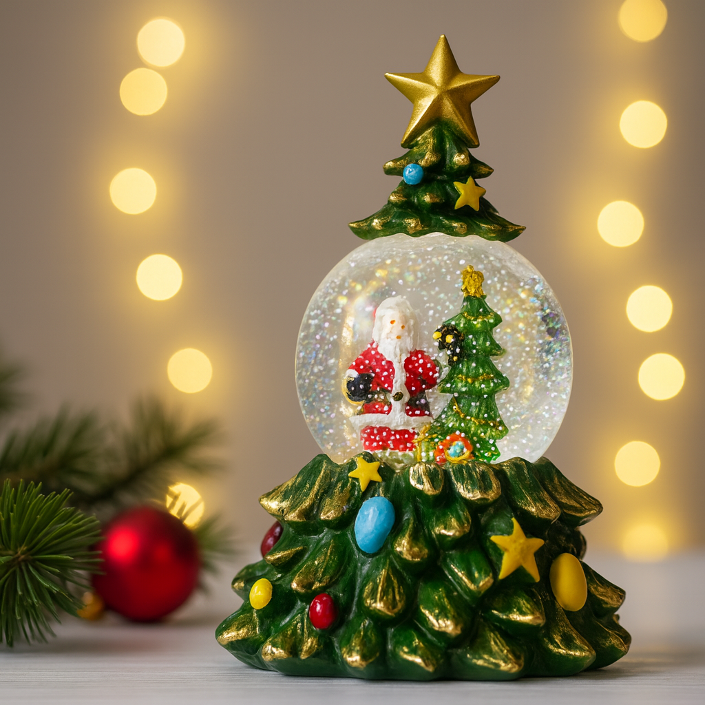 Новорічний сніговий шар-нічник "Ялинка" з 5 мелодіями та LED підсвіткою, фото 1