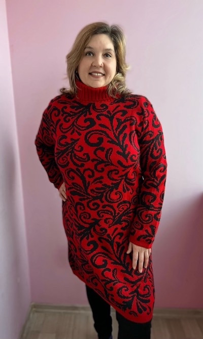 Плаття в'язане під горло-великі розміри (з 46 по 60)