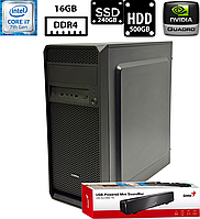 Комп'ютер Vinga CS 210B/Core i7-7700 3.60GHz/16GB DDR4/SSD 240GB+HDD 500GB/Quadro K2200 4GB/400W Б/В + Колонка акустична Genius