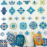 5D наклейки для нігтів з орнаментом та квітами, бохо стиль 1 лист