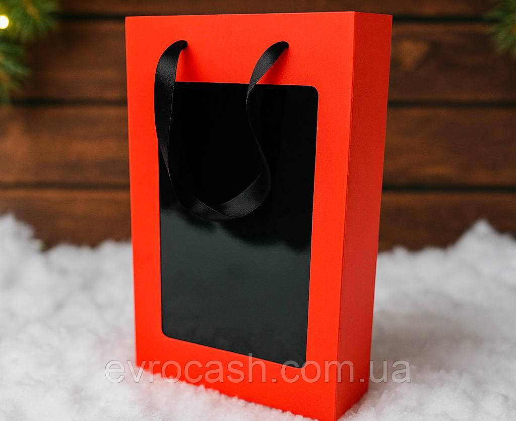 Подарункова коробка з вікном і ручками, фото 1