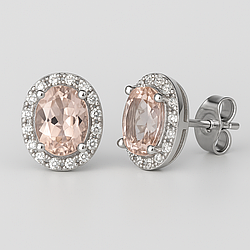 Морганіт берил срібні сережки пусети, 0409СМ
