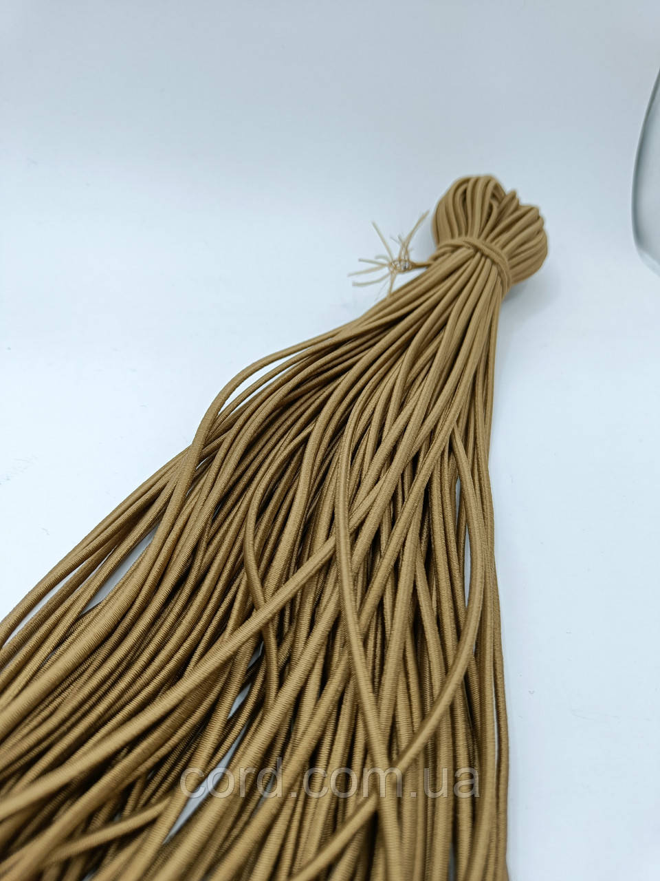 Гумка капелюшна, кругла 2,5мм темно-бежевий2 моток 50м, фото 1