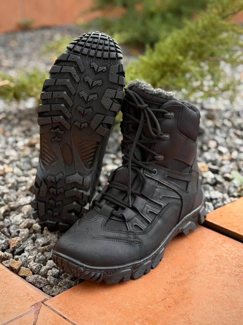 Берці тактичні зимові HUST Чорні утеплені Бавовною, фото 1