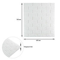 3D панель самоклеюча 690х780х5мм цегла Білий (001-5) SW-00000029