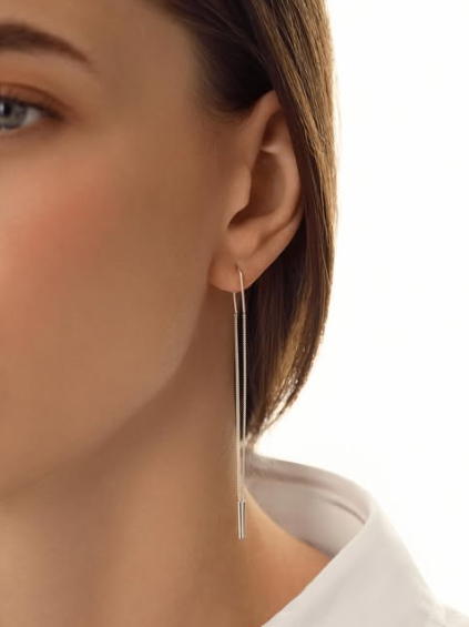 Срібні сережки Протяжки з дугою, фото 1