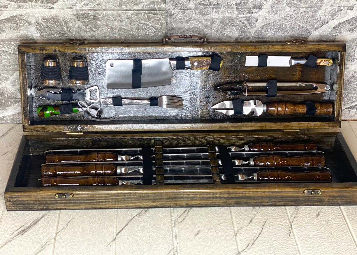 Набір шампурів у дерев'яному кейсі Grill Box S, фото 1