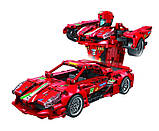 Конструктор Ферарі 2в1 TurboBot Червоний бот, дитячий конструктор робот-трансформер, 696  деталей, фото 3
