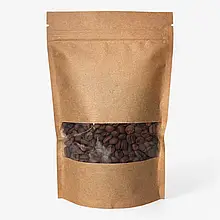 Дой-пак крафт з віконцем 100 × 170 × 60 мм. (50 г)  Мінім замовлення 1000 шт (відправка після погодження)