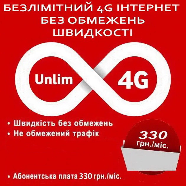 Vodafone БЕЗЛІМІТ 330 без обмежень швидкості (Інтернет) з тестовим періодом, фото 1