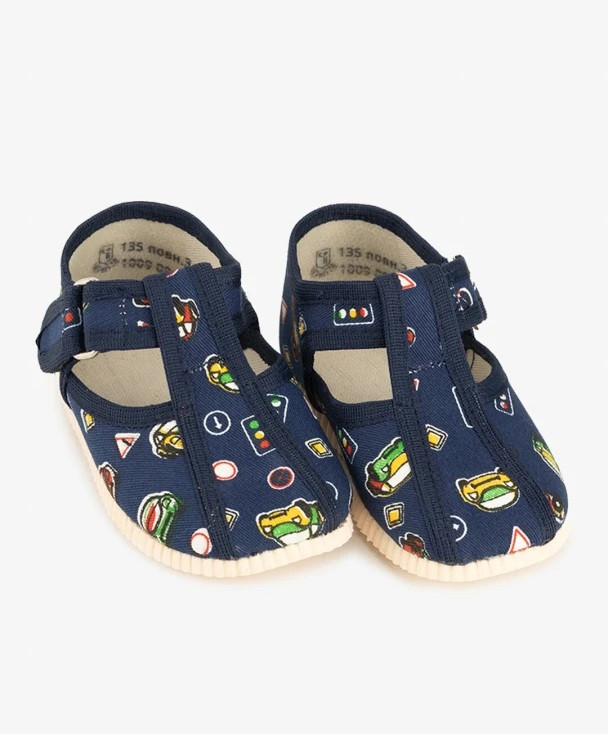 Капці для хлопчика з машинками сині (1009), фото 1