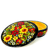 Шкатулка Петриківський розпис БУКЕТ КВІТІВ ручної роботи з дерева 20 х 6 см Український сувенір, фото 2
