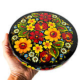 Шкатулка Петриківський розпис БУКЕТ КВІТІВ ручної роботи з дерева 20 х 6 см Український сувенір, фото 4