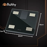 Аналітичні підлогові ваги RUHHY 20675  до 226 кг, розумні електронні з аналізом тіла та Bluetooth-додатком Feelfit, фото 3
