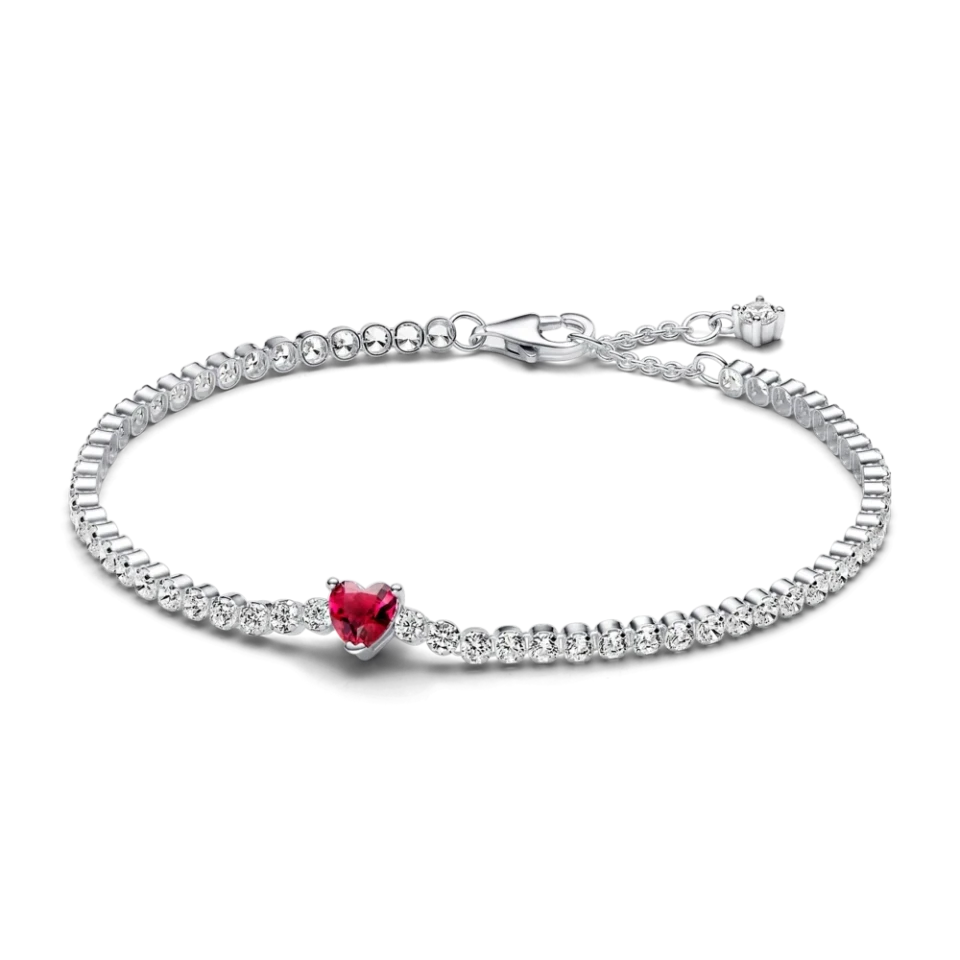 Срібний браслет Pandora «Червоне серце» 590041C02 16, фото 1