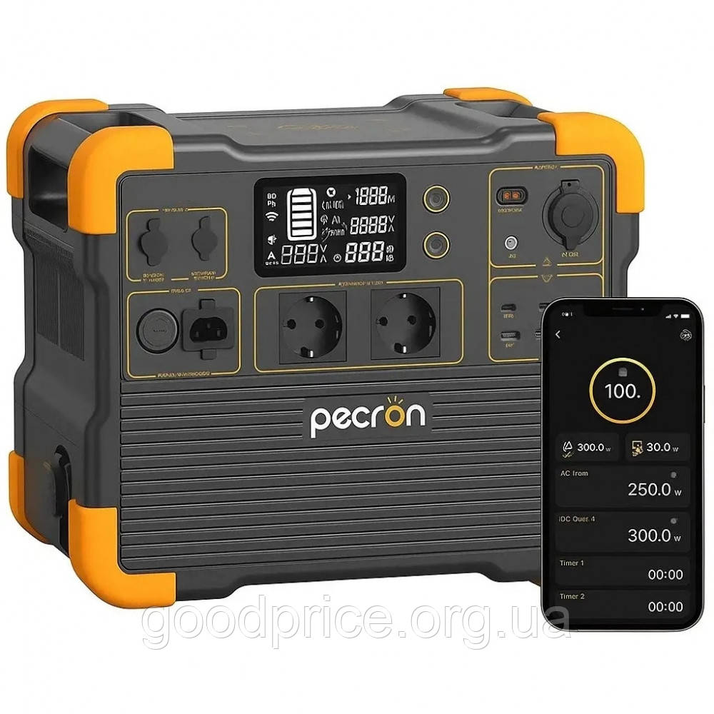 Портативна зарядна станція повербанк Pecron 2200 Вт, 1536 Вт/ч для дому, кемпінгу, фото 1