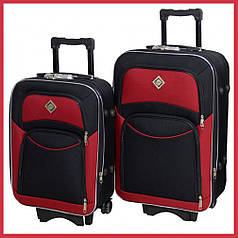 Набір валіз на колесах Bonro Styl - 2 шт (M+L) чорно-вишневий середня і велика дорожні тканинні з кодовим замком і висувною ручкою