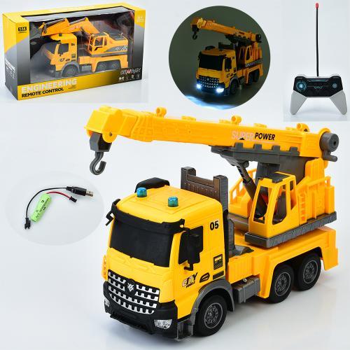 Будтехніка р/к, акум, 1:14, світло, рухливі деталі, USBзарядне, гумові колеса, 2 види(екскаватор 33см, кран 32см), в кор., фото 1
