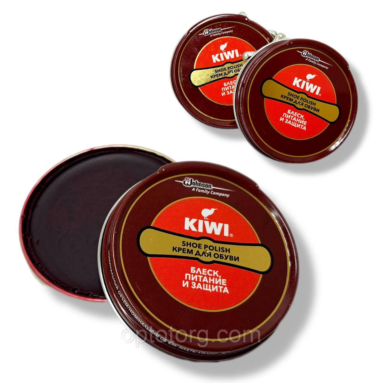 Крем для взуття Kiwi Ківі коричневий шайба, фото 1