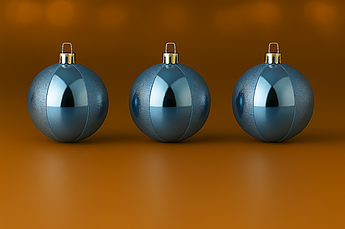 Набір новорічних кульок "Сегментований глянець" 6 см, 6 шт., пластик, червоний, синій, срібний, золотий Синій