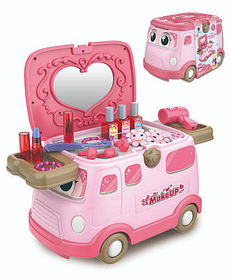 Автобус б'юті салон із міні феном із прикрасами Валіза трюмо машинка з м'якою іграшкою косметикою