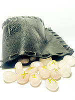 Руны на камне Розовый кварц, рунический скандинавский набор на натуральном камне, эзотерические гадания