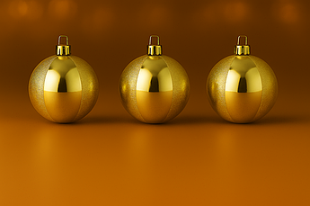 Набір новорічних кульок "Сегментований глянець" 6 см, 6 шт., пластик, червоний, синій, срібний, золотий Золотий