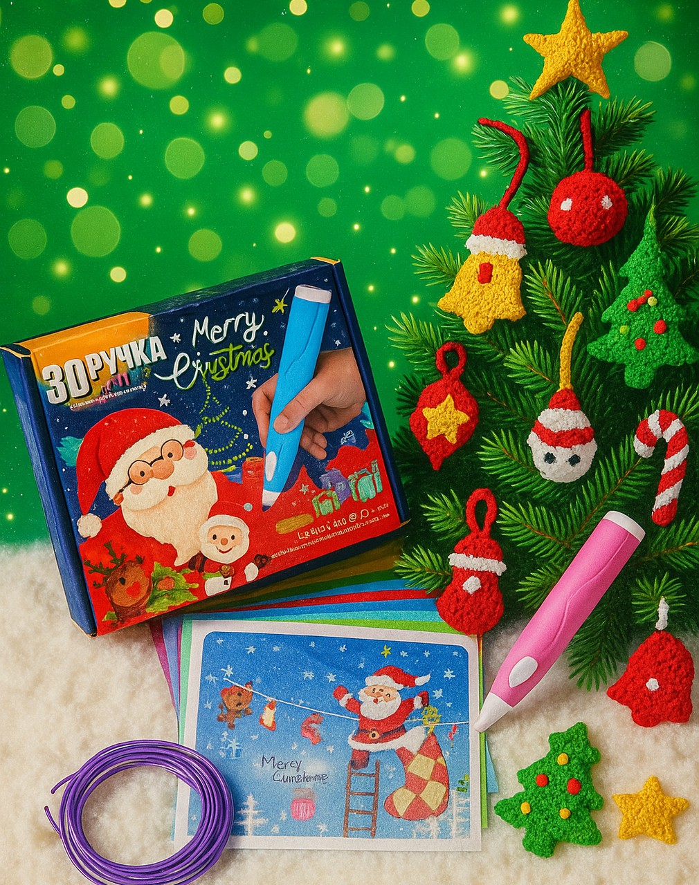 Ручка 3D 6-1 3-го покоління 3Д ручка для малювання пластиком набір із трафаретами, фото 1