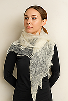 Ажурна пухова хустка «Павутинка» ручної роботи з 100% овечого пуху