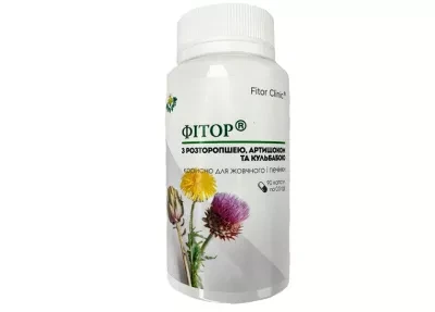 Дієтична добавка для печінки ФІТОР із розторопшею, артишоком і кульбабом 90 капс., фото 1