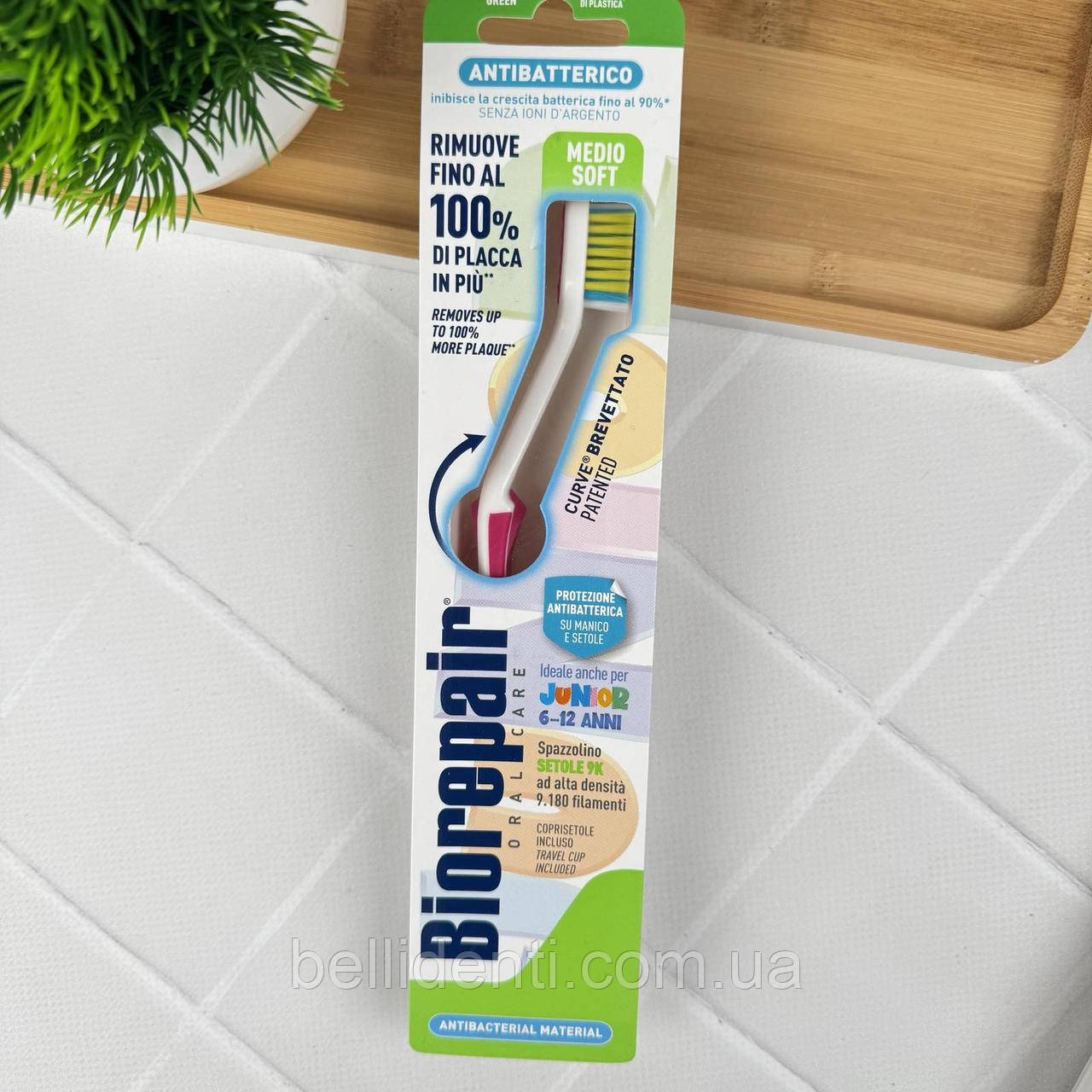 Зубна щітка Biorepair Junior 9180 Medium Soft від 6 до 12 років (рожева), 1 шт