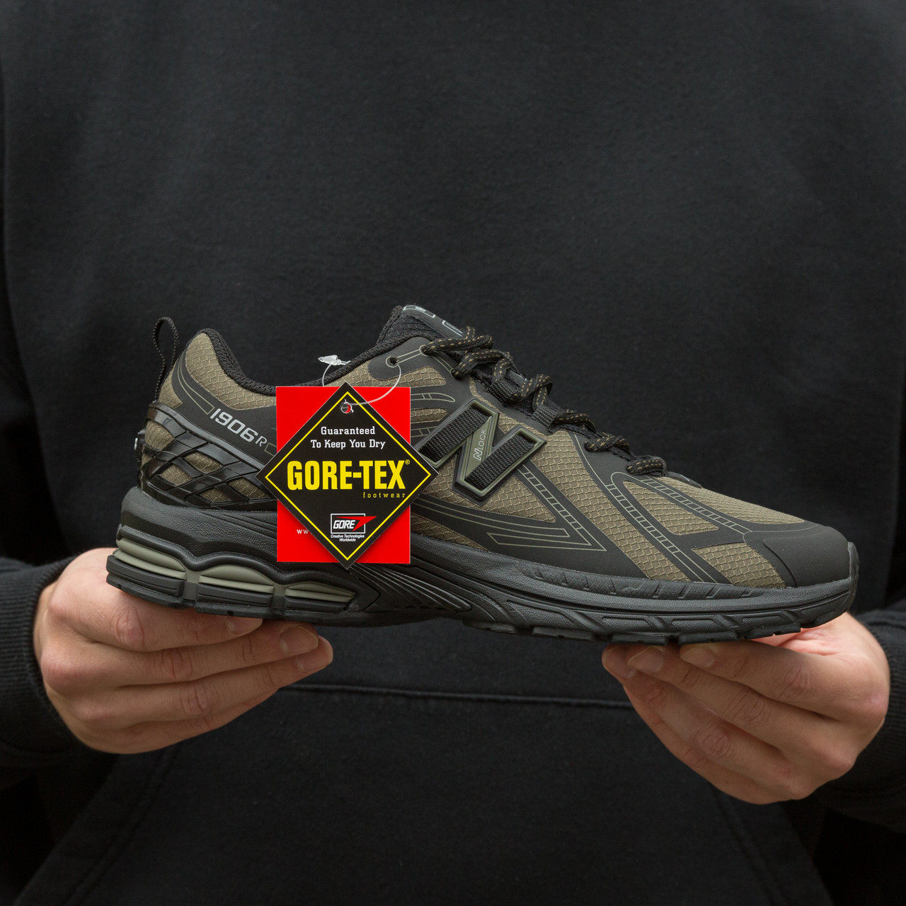 Чоловічі кросівки Термо New Balance 1906R Termo Black Haki Gore tex Нью Беланс 1906р Горе тех хакі чорні осінь єврозима