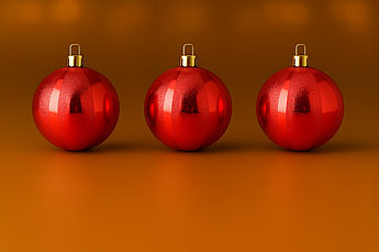 Набір новорічних кульок "Сегментований глянець" 6 см, 6 шт., пластик, червоний, синій, срібний, золотий