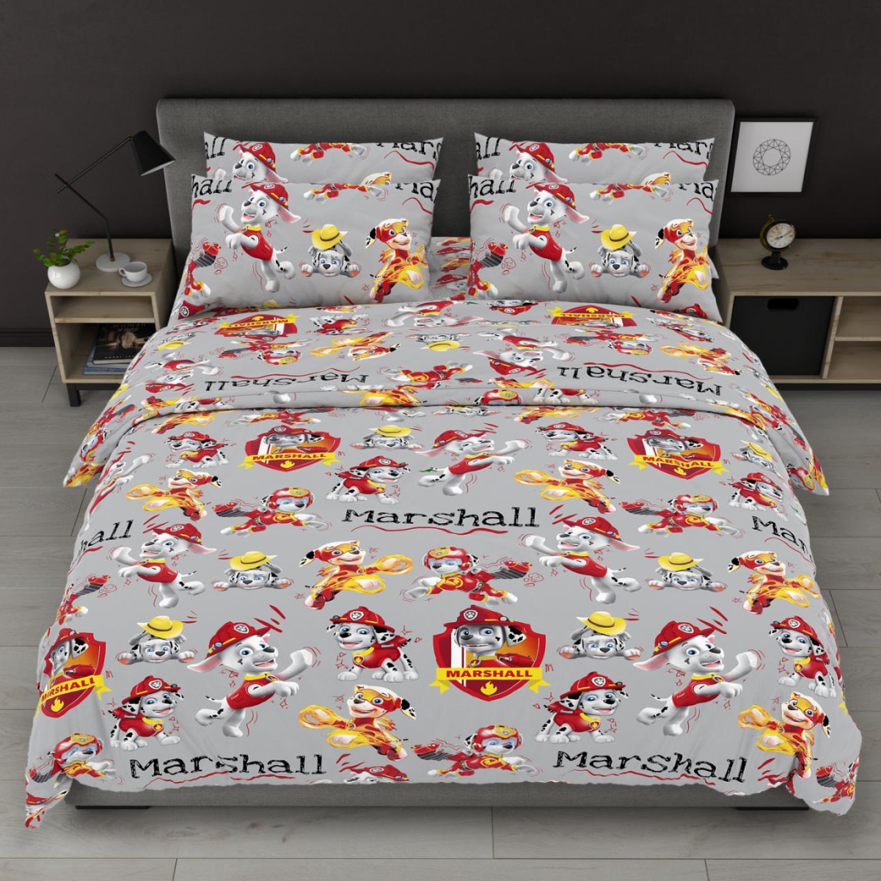 Постільна білизна Королева Ночі (Бязь) | Полуторний комплект | 50х70 | Щенячий патруль на сірому, фото 1