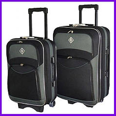 Набір валіз Bonro Style - 2 шт (M+L) чорно-сірий середня і велика дорожній тканинні на колесах з кодовим замком і висувною ручкою