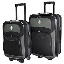 Набір валіз Bonro Style - 2 шт (M+L) чорно-сірий середня і велика дорожній тканинні на колесах з кодовим замком і висувною ручкою, фото 2