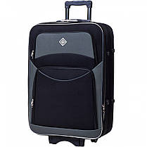 Набір валіз Bonro Style - 2 шт (M+L) чорно-сірий середня і велика дорожній тканинні на колесах з кодовим замком і висувною ручкою, фото 3