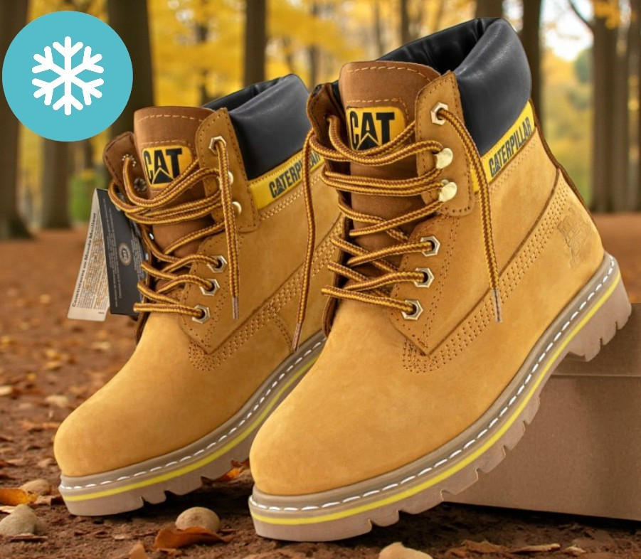 Зимові жіночі черевики Caterpillar з хутром руді. Живе фото, фото 1