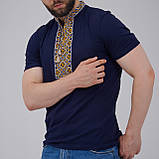 Чоловіча футболка темно-синього кольору із вишивкою «Козацька (золота вишивка)», фото 4