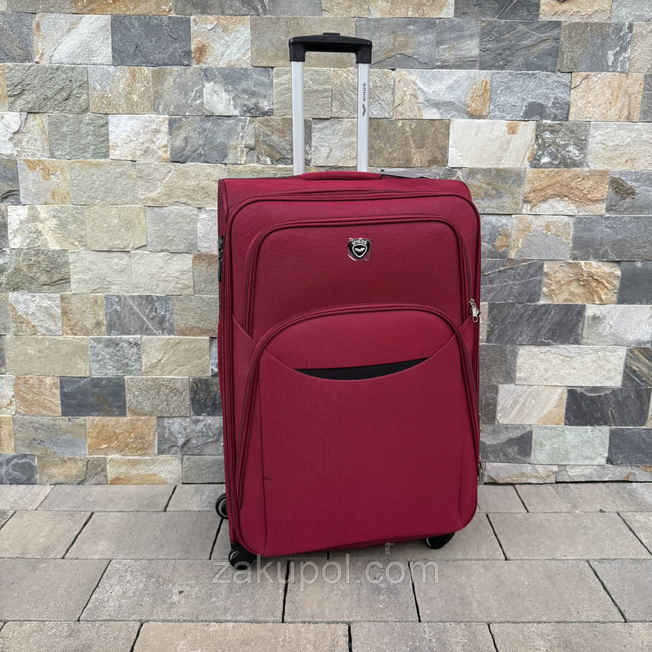 Валіза тканинна велика на 4 колесах Wings 1708 L Бордовий