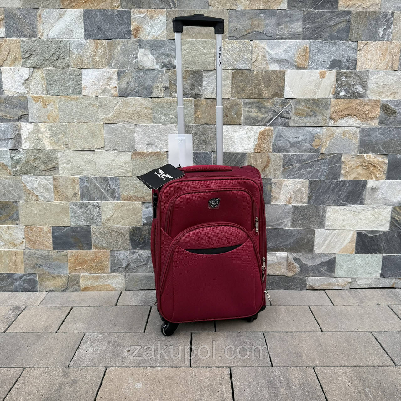 Валіза тканинна мала на 4 колесах Wings 1708 S Бордовий